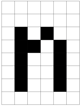 the letter n as a pixel font